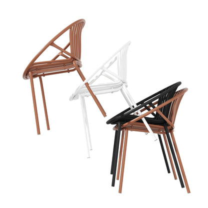Modern Outdoor 7 Piece Expandable Dining Set With Stackable Chairs
