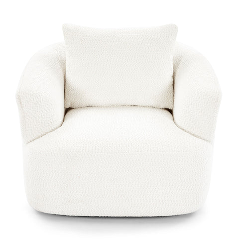 360° Swivel Barrel Sofa Chair With Throw Pillow, Chenille Upholstered Accent Chair
