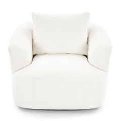 360° Swivel Barrel Sofa Chair With Throw Pillow, Chenille Upholstered Accent Chair