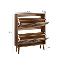 Medieval - Independent Shoe Cabinet With 2 Flip Drawers - Walnut