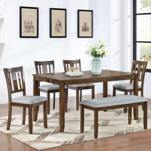 Comedor Rectangular Madera 6 Puestos 48 - 021
