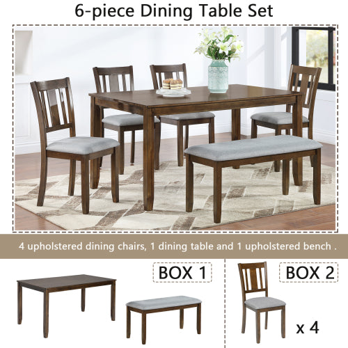 Comedor Rectangular Madera 6 Puestos 48 - 021