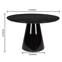 Modern High Gloss Minimalist Round Dining Table - Black