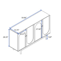 4 Door Storage Cabinet For Living Room - White