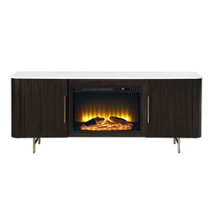 Clayten - Server With Marble Top & Fireplace - White & Espresso