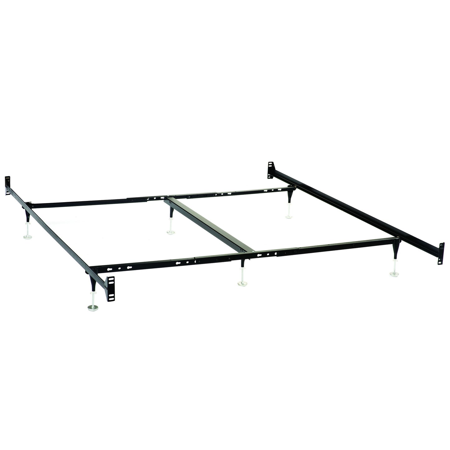 Adams - Queen / Eastern King Bolt On Bed Frame With Reinforced Center Beam, Adjustable Legs - Black