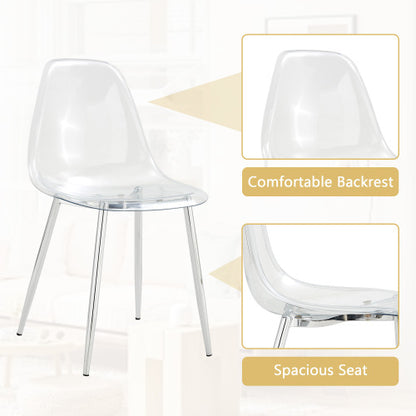 Comedor Ovalado de Vidrio Templado 6 Puestos - Plateado y Transparente 48 - 022
