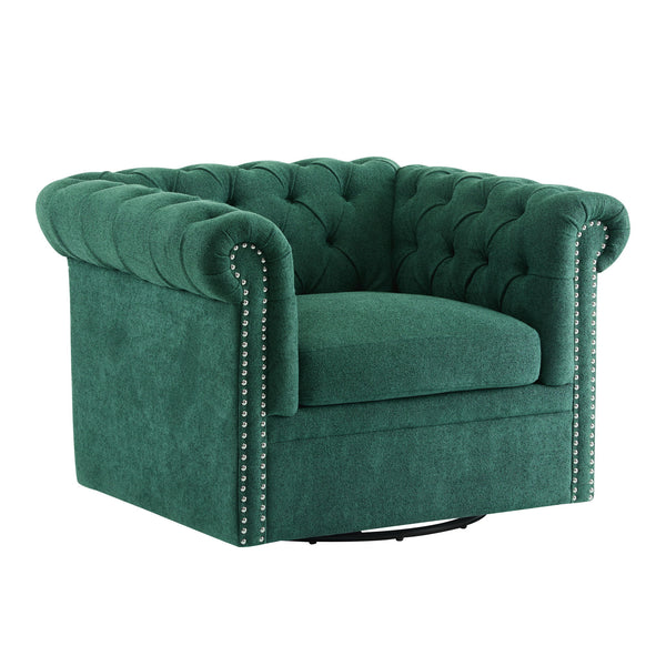 Chesterfield Style Swivel Club Chair With Button Tufted