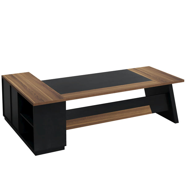 L-Shaped Executive Desk With File Cabinet & Drawers, Large Home Office Computer Workstation