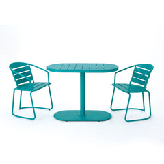 3 Piece Elegant Outdoor Bistro Set With 2 Chairs And Oval Table
