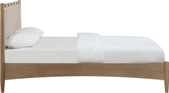 Santos - Vegan Leather Headboard And Wood Bed - Waxed Brown Frame