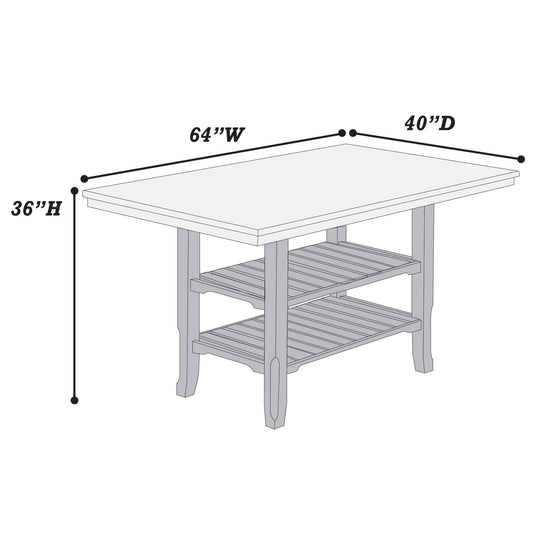 7 Piece Counter Height Dining Set With Storage Shelves, Table & 6 High Chairs - Gray