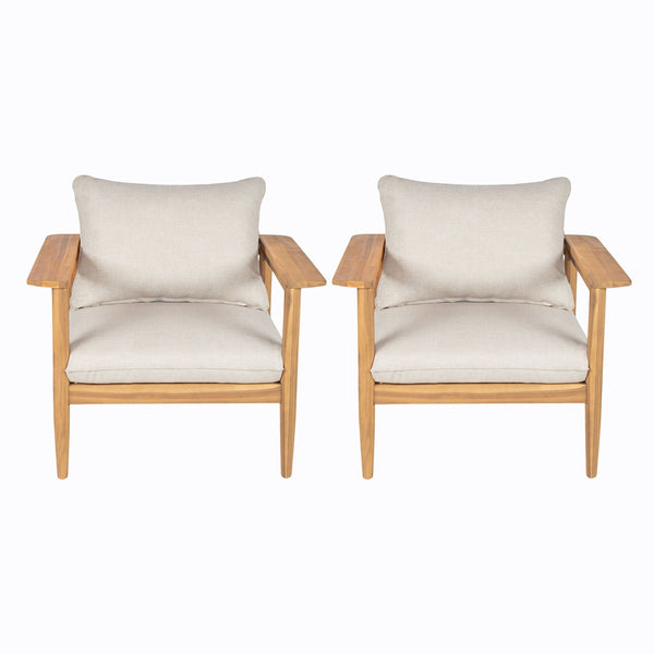 Terassi - Outdoor Lounge Chair (Set of 2) With Cushions - Beige / Light Teak