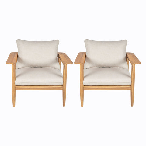 Terassi - Outdoor Lounge Chair (Set of 2) With Cushions - Beige / Light Teak