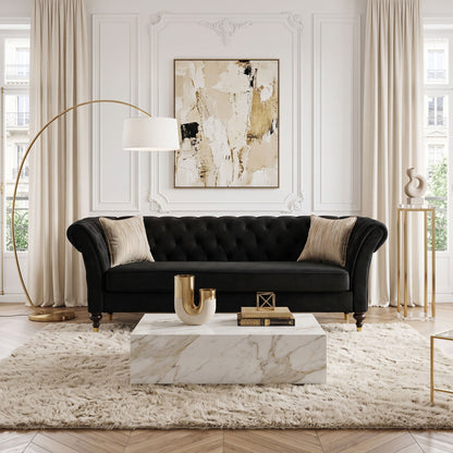 Chesterfield Sofa, 3 Seat Couch With Deep Button Tufted Back, Rolled Arms