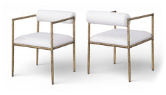 Axis - Linen Textured Cream Fabric Upholstered Dining Chair (Set of 2)