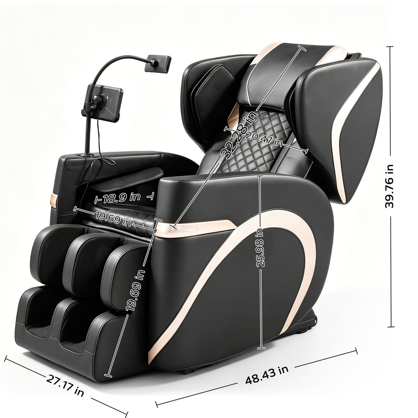 Massage Chair Recliner With Zero Gravity & Full Body Air Pressure - Black