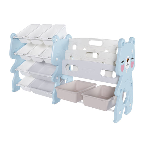 Kids Toy Storage Organizer With 2 Tier Bookshelf, Toy Storage With 12 Bins