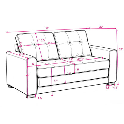 Pull Out Sleeper Loveseat - Light Brown