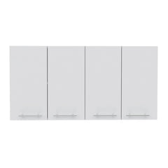 Wall Cabinet Four Doors, With Two Internal Shelves And Internal Plate And Glass Organizer - White