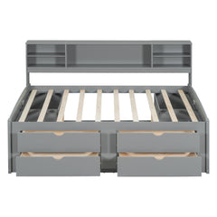 Daybed With 2 Bedside Cabinets, Upper Shelves And 4 Drawers
