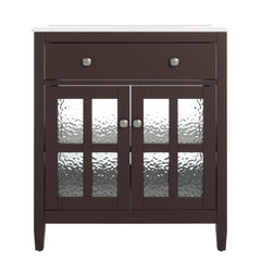 Bathroom Vanity With Ceramic Sink, Adjustable Shelf & Tip Out Tray