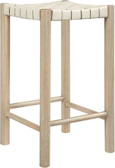 Entwine - Vegan Leather Upholstered Backless Counter Stool - Painted Natural