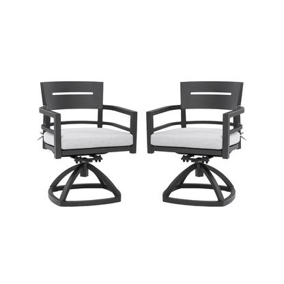 Outdoor Patio Swivel Rocker With Outdoor Grade Sunbrella Fabric Cushions (Set of 2) - Ember Black