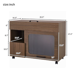 Furniture Style Multi Use Cat Litter Box House With Storage - Walnut