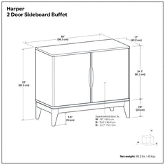 Harper - 2 Door Sideboard Buffet - Walnut Brown