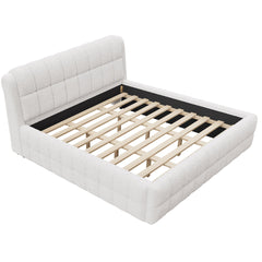 Upholstered Platform Bed With Stitching Details