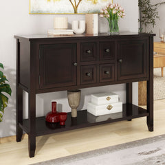 Cambridge Series - Console Table With Ample Storage 4 Small Drawers Bottom Shelf - Espresso