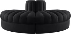 Rummi - Velvet Performance Fabric Upholstered 2 Piece  Rounded Modular Loveseat