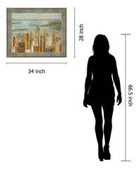 Golden Harbor Skyline - 28" x 34" Framed Wall Art