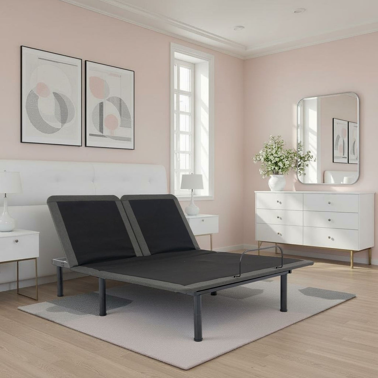 Quick Assembly Adjustable Bed Frame With Voice Activated Controls