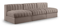 Rummi - Velvet Performance Fabric Upholstered 3 Piece Modular Armless Sofa