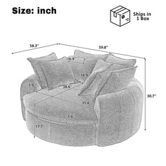 Modern Round Chaise Sofa With 8 Throw Pillows