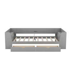 Daybed With Shelves, Drawers And Built In Charging Station