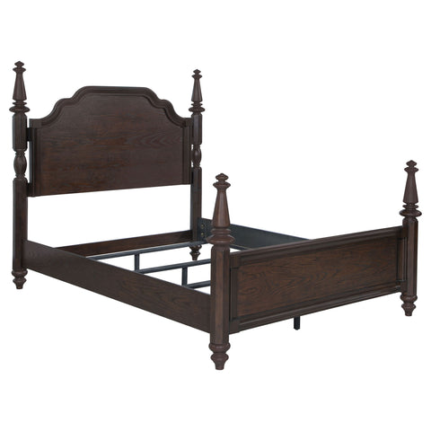 Berwick - 4 Poster Queen Bed With Serpentine Headboard - Dark Oak