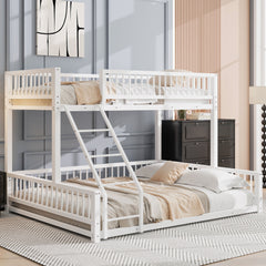 Bunk Bed Frame With Ladder And Safety Guardrails