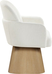 Marlowe - Linen Textured Fabric Upholstered Swivel Dining Arm Chair - Stained Natural