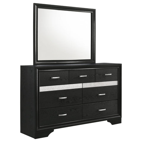Annie - 7 Drawer Dresser With Mirror - Black