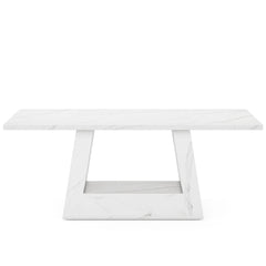 Dining Table For 4 To 6 People, With Trapezoid Base For Dining Room - White