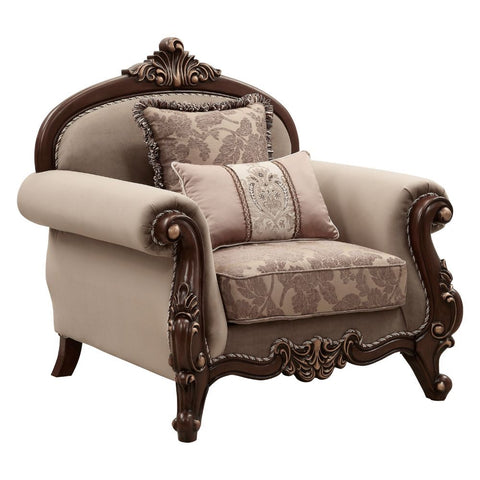 Mehadi - Chair With 2 Pillows - Velvet & Walnut