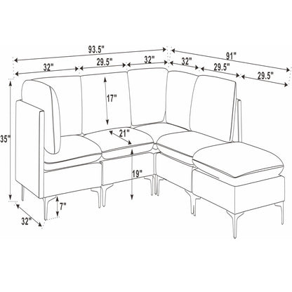 Upholstered Modular Sectional & Tall Legs