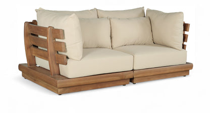 Mirella - 2 Piece Water Resistant Fabric 76" Upholstered Outdoor Patio Modular Loveseat