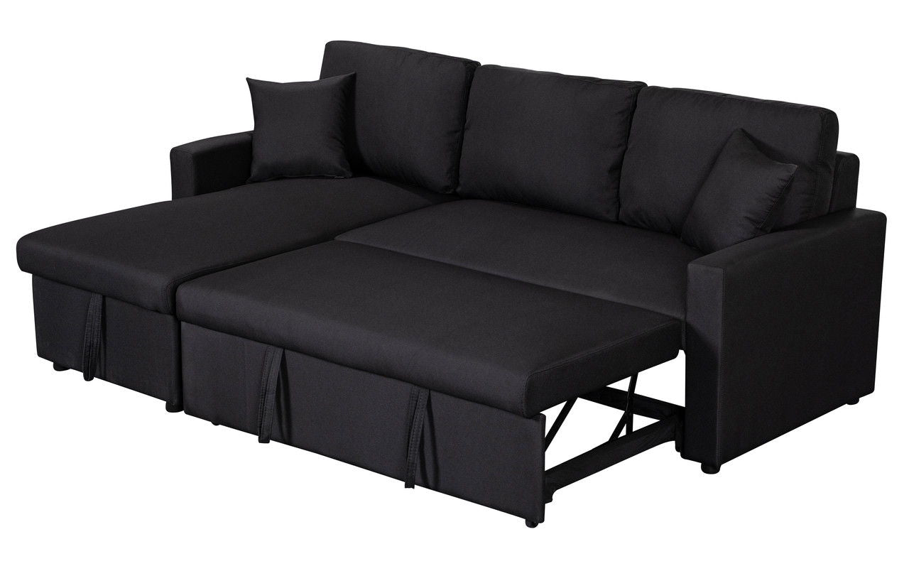 Paisley - Fabric Reversible Sleeper Sectional Sofa With Storage Chaise