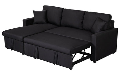 Paisley - Fabric Reversible Sleeper Sectional Sofa With Storage Chaise