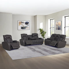 Wendell - Power Motion Sofa With Dropdown Table, Storage, USB & LED - Dark Gray