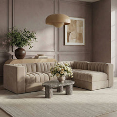 Rummi - Velvet Performance Fabric Upholstered 4 Piece Modular Sectional